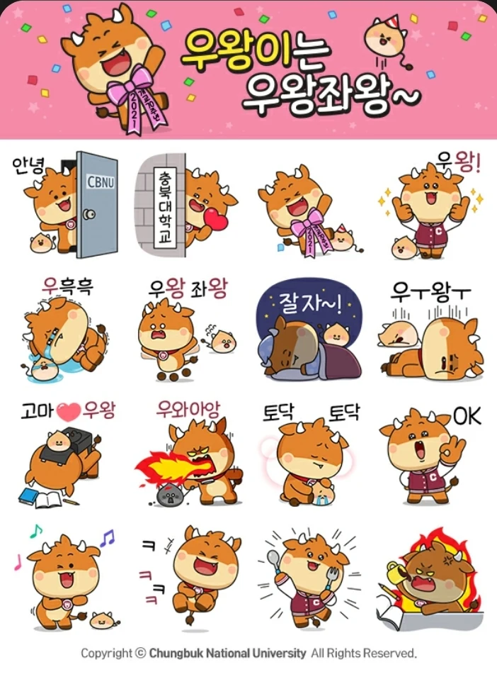 충북대학교 UI — 충북대학교 캐릭터 이모티콘