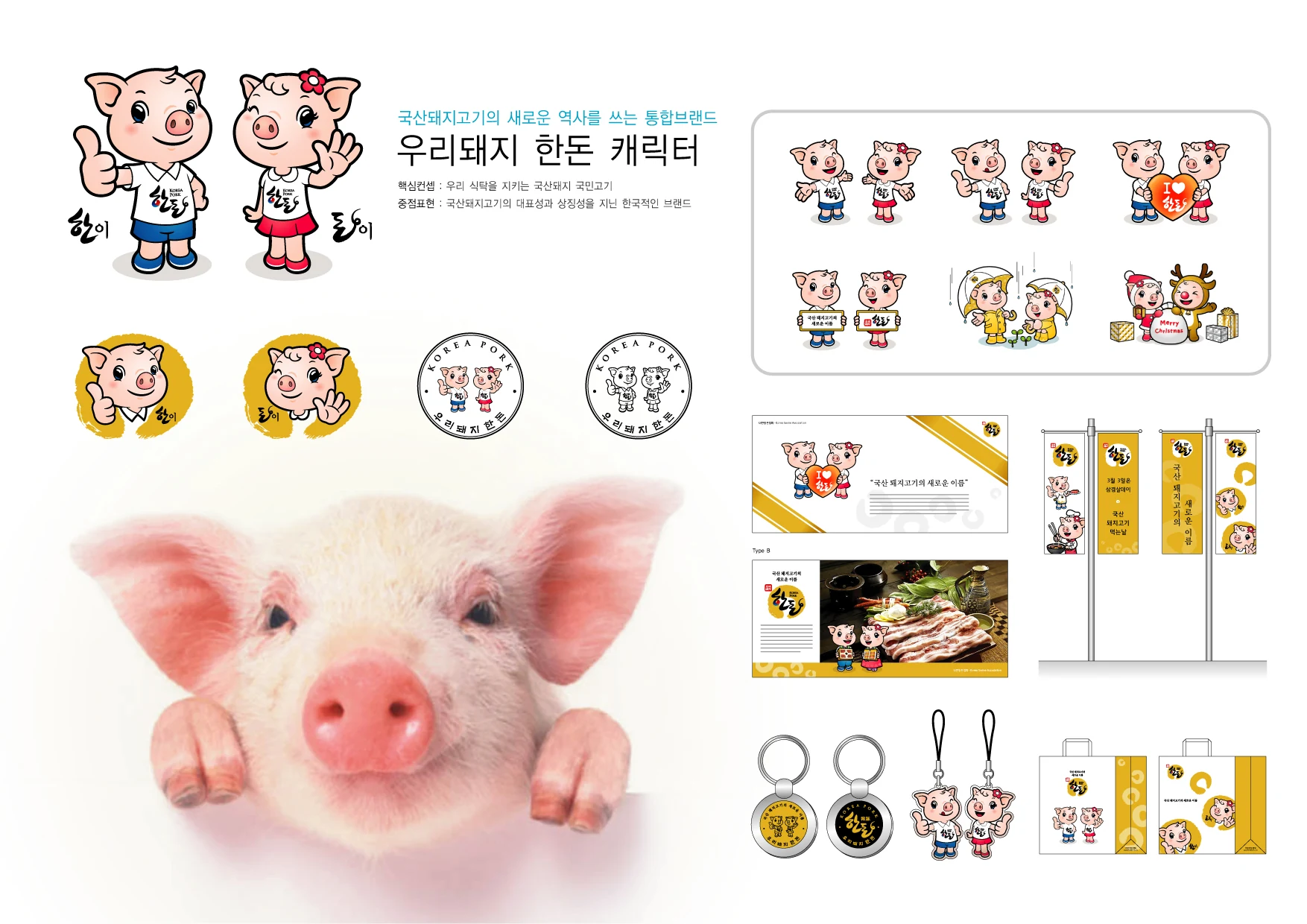 우리돼지 한돈 캐릭터 — 캐릭터 기본형과 응용