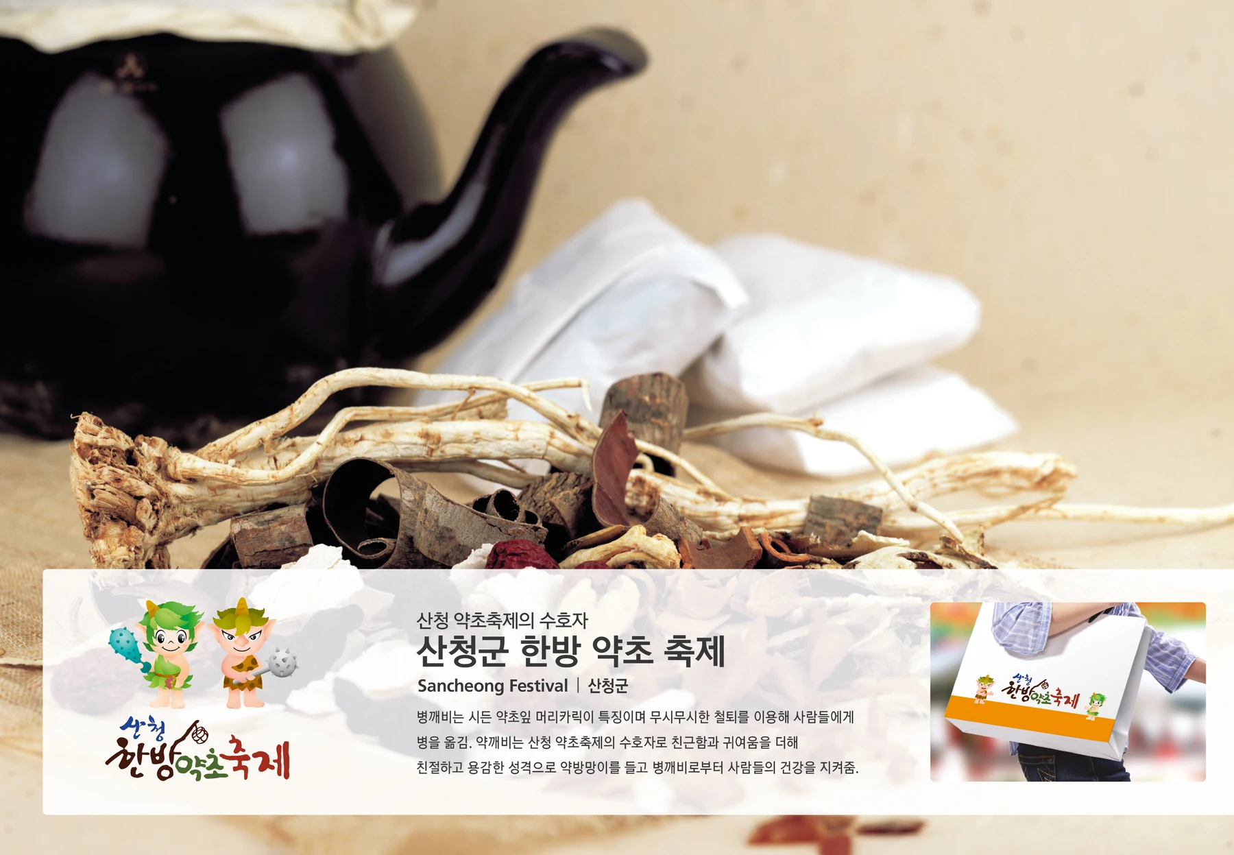 산청군 한방 약초 축제 — 축제 아이덴티티와 인쇄물 적용